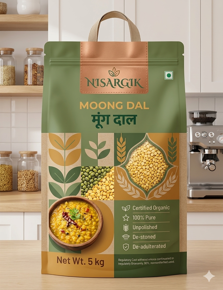 Nisargika Organic Unpolished Moong Dal (Split Green Gram)