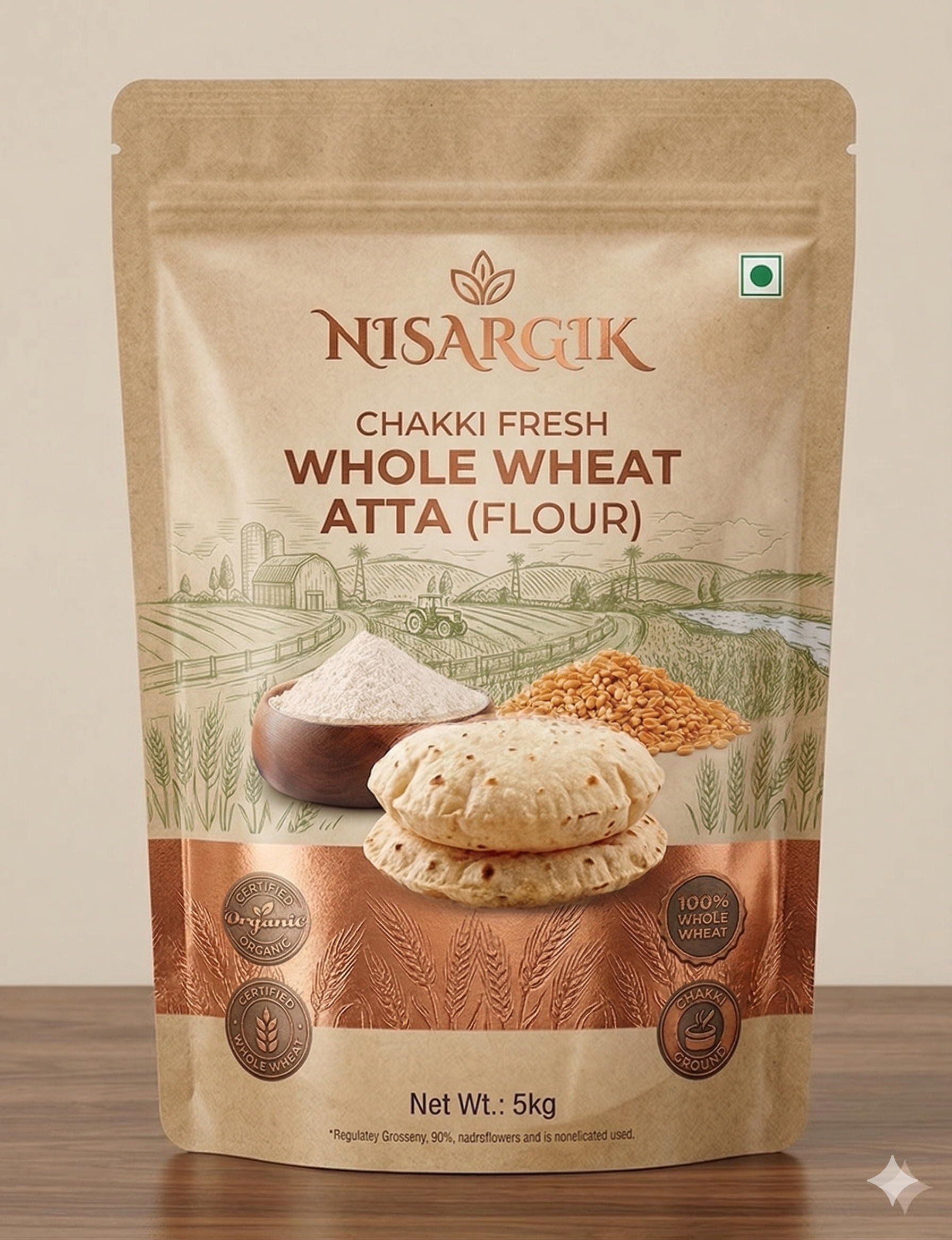 Nisargika Chakki Fresh Organic Whole Wheat Atta