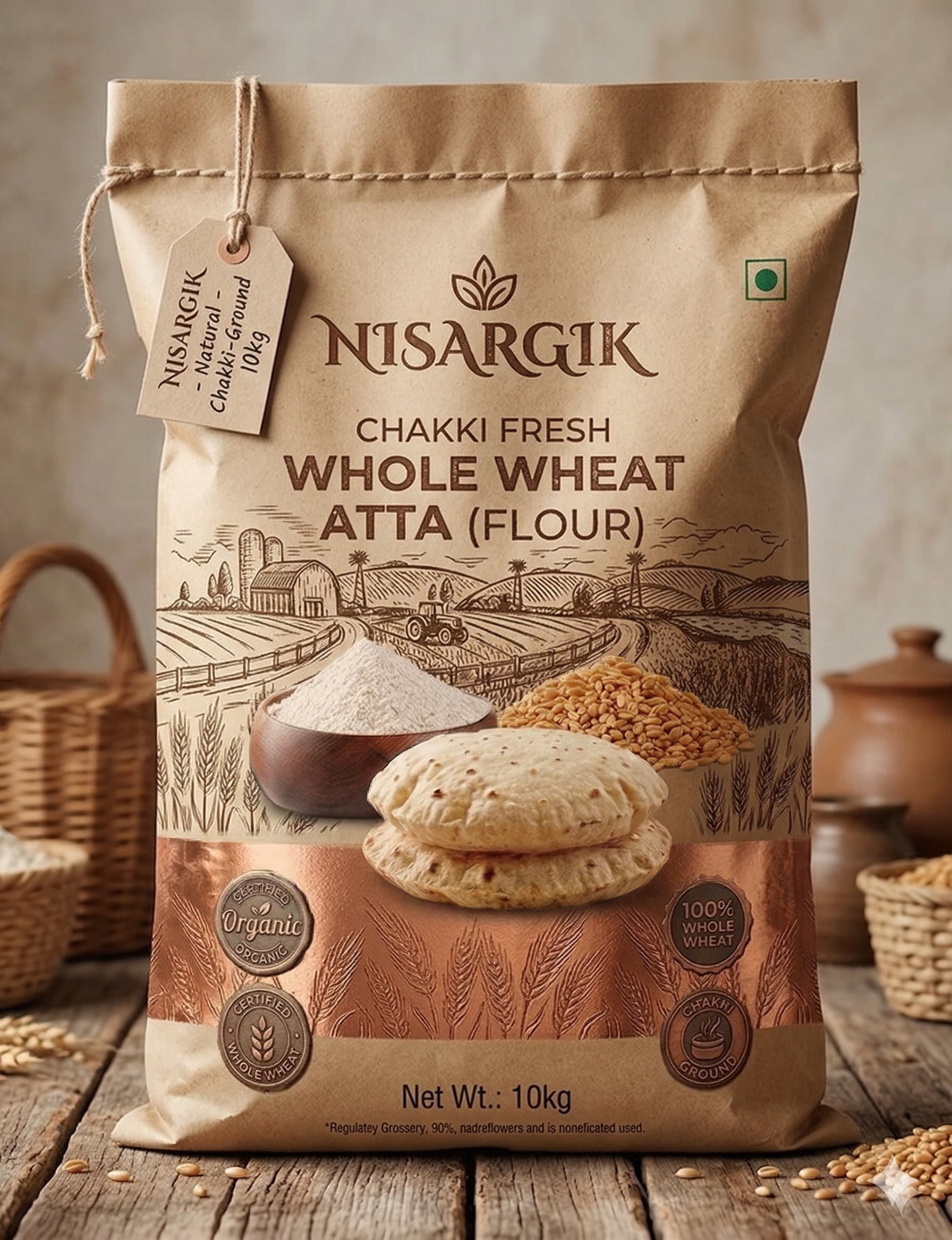 Nisargika Chakki Fresh Organic Whole Wheat Atta
